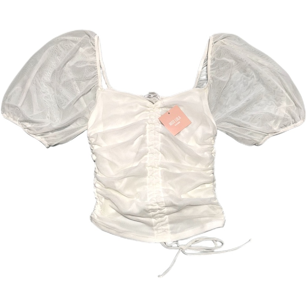 NWT Miss Lola puff sleeve ruched shirt